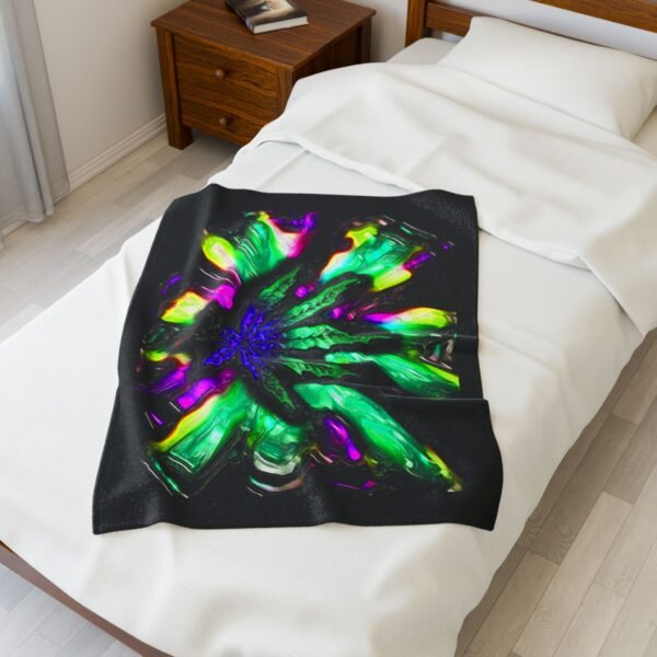 Trippy Weed Velveteen Plush Blanket - Image 3
