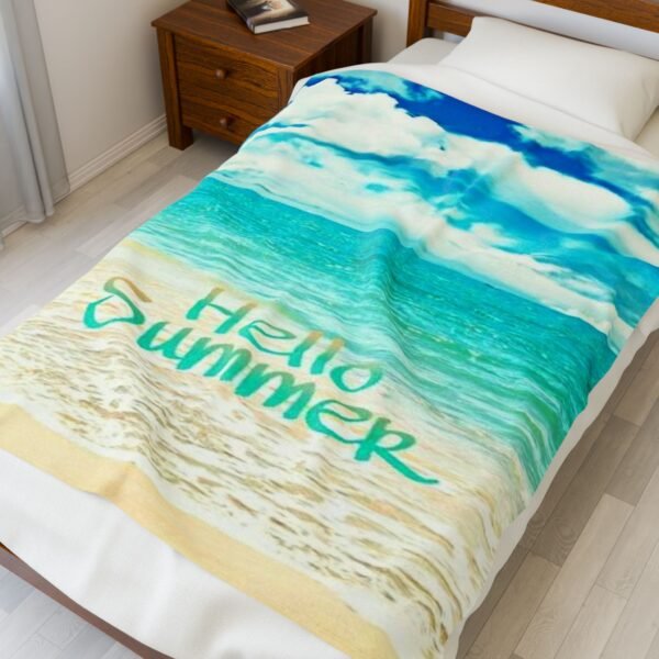Hello Beach Velveteen Plush Blanket - Image 7