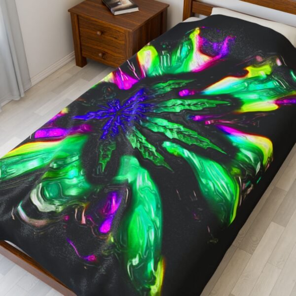 Trippy Weed Velveteen Plush Blanket - Image 11