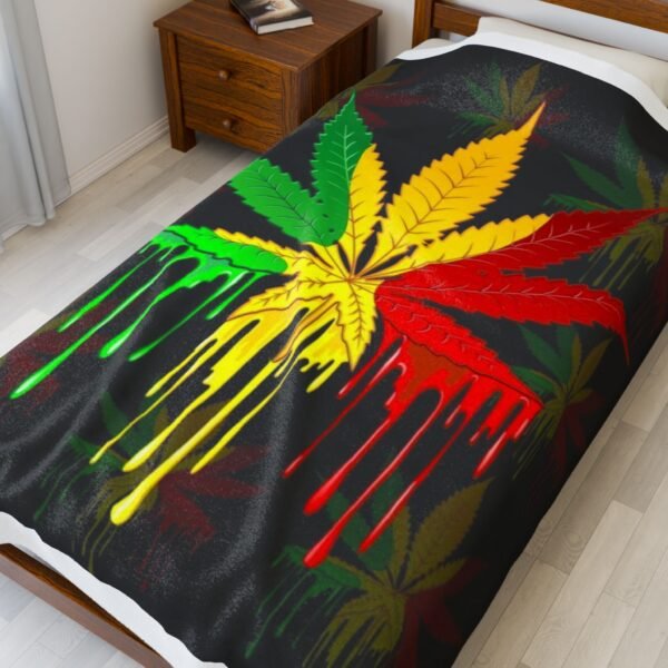 Rasta Leaf Velveteen Plush Blanket - Image 11