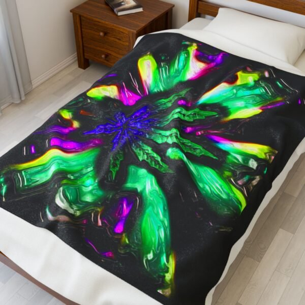 Trippy Weed Velveteen Plush Blanket - Image 7
