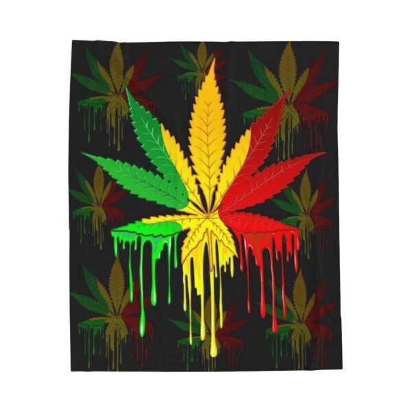 Rasta Leaf Velveteen Plush Blanket - Image 5