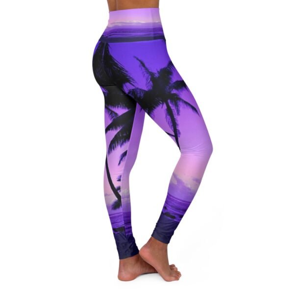 Palm Tree High Waisted Yoga Leggings - Image 4