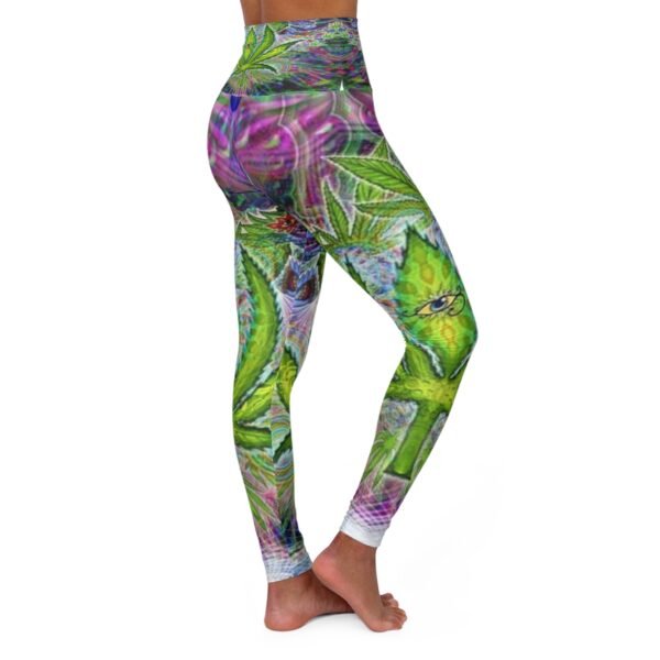 Trippy Weed High Waisted Yoga Leggings - Image 4