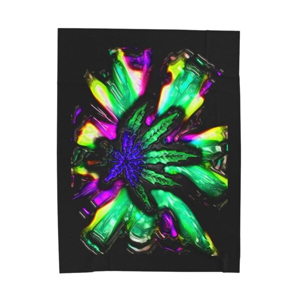 Trippy Weed Velveteen Plush Blanket - Image 9