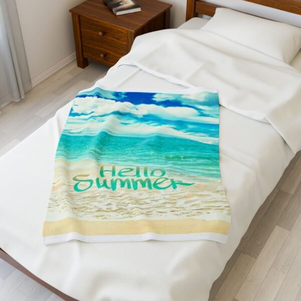 Hello Beach Velveteen Plush Blanket - Image 3