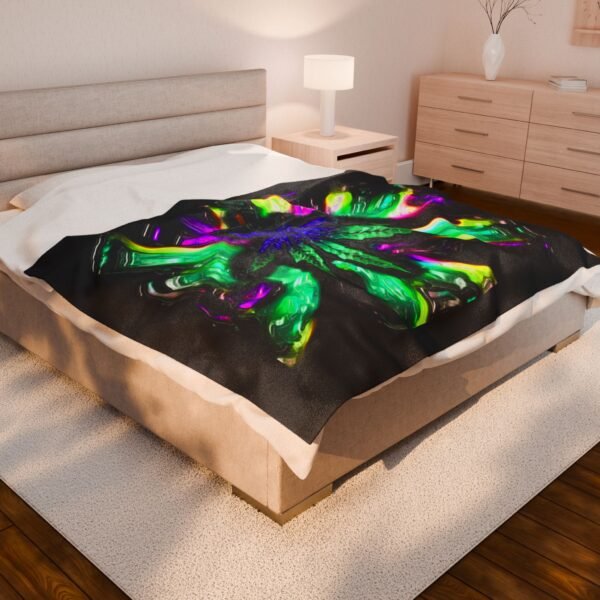 Trippy Weed Velveteen Plush Blanket - Image 12
