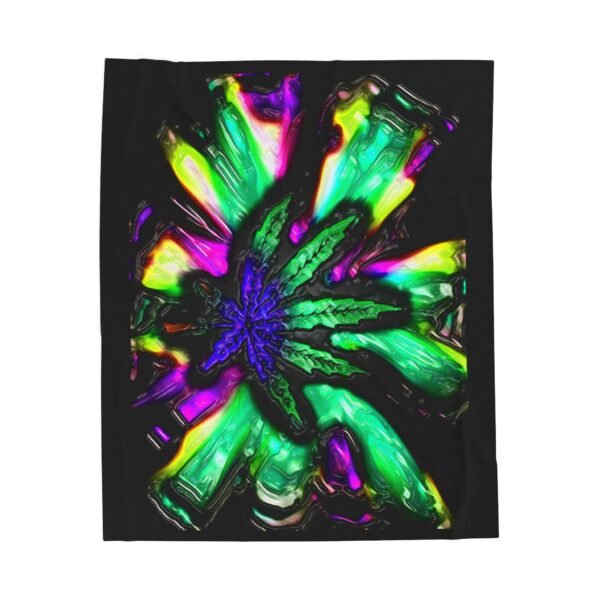 Trippy Weed Velveteen Plush Blanket - Image 5